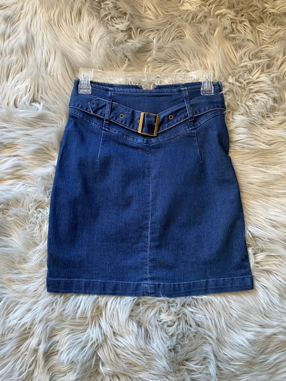 Free People Denim Belted Mini Skirt - Blue